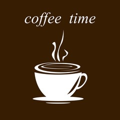 Brown and white vector doodle sketch coffee icon with a logo steaming cup of coffee or tea, isolated on white. eps 10