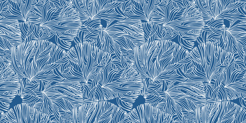 Koraal of algen doodle lineaire naadloze patroon.
