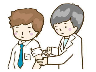 上半身　予防接種　注射　患者　医師