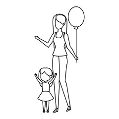 mother with daughter and balloon helium