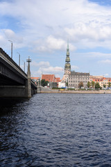 Fototapeta na wymiar Riga, embankment, old town, view from the water