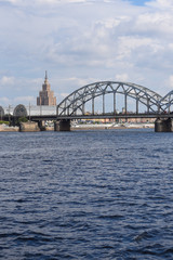 Naklejka premium Riga, bridge, view from the water