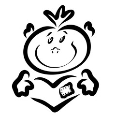 Cheerful boy holds in hands a heart with a patch