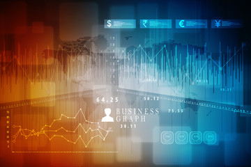 2d rendering Stock market online business concept. business Graph 