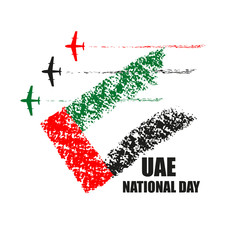 UAE National Day poster with planes performing aerobatics.