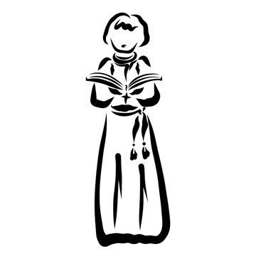 recommend clip art: Christian pastor with an open bible in his hand, black outline