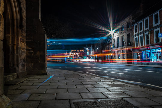 Morpeth, at night.