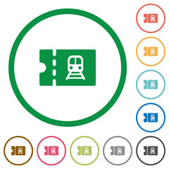 Railroad discount coupon flat icons with outlines