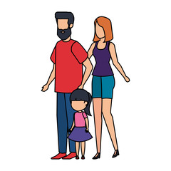 parents couple with daughter characters
