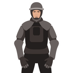 Police in armor ,vector illustration, flat style