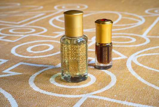Arabian attar in a mini bottle. Concentrated oud oil perfume. 
