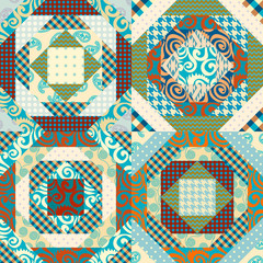 Patchwork textile pattern. Seamless quilting design background.