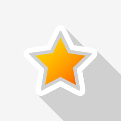 Golden star icon with long shadow on white background. Vector Illustration EPS 10