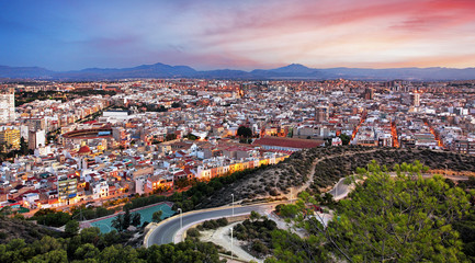 Spain - Alicante is Mediterranean City, skyline at night