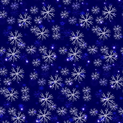 Бесшовный узор снежинки фон праздничный зимний
