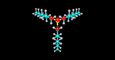 Trioctyl phosphate molecular structure isolated on black