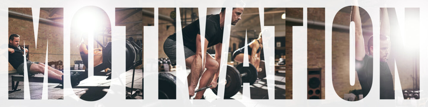 Collage Of Two Fit People Working Out In A Gym