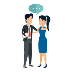 business couple talking with smartphone