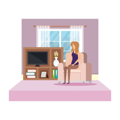woman sitting in sofa livingroom