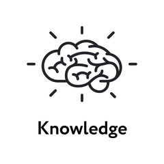 Knowledge Brain Education Intellect Flat Line Stroke Icon Pictogram