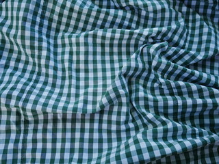 Green Square pattern fabric background. Scott chintz fabric for design.Plaid cotton texture