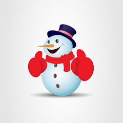 Positive snowman on gray background. Vector illustration