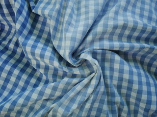 Blue Square pattern fabric background. Scott chintz fabric for design.Plaid cotton texture.