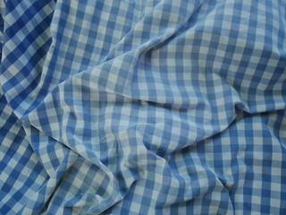 Blue Square pattern fabric background. Scott chintz fabric for design.Plaid cotton texture.