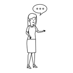 elegant businesswoman with speech bubble