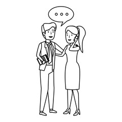 business couple talking with smartphone