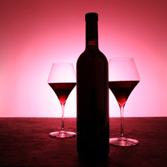Luxurious vintage red wine in a black glass bottle.