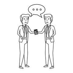 elegant businessmen with speech bubble