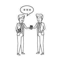 elegant businessmen with speech bubble