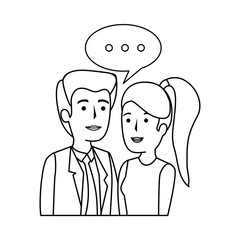 business couple talking avatars characters