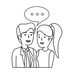 business couple talking avatars characters