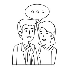 business couple talking avatars characters