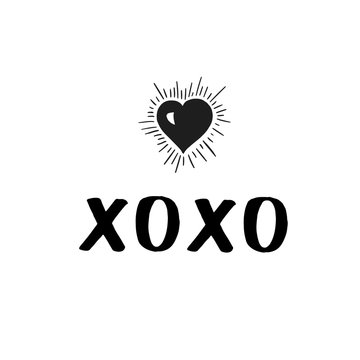 Hugs and kisses, xoxo - Handwritten symbol lettering. Happy Valentine's Day.