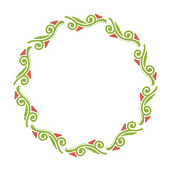 floral green circle frame vector background card flower illustration