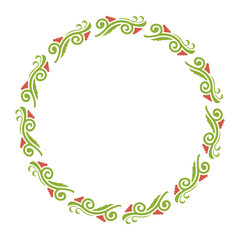 floral green circle frame vector background card flower illustration
