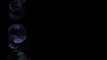 Background with a variety of multi-colored translucent soap bubbles.