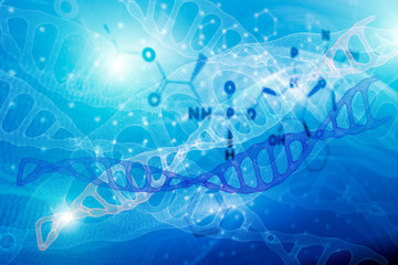 Abstract background with molecule DNA structure. scientific medical formulas, concept of error, instability of hemical compounds