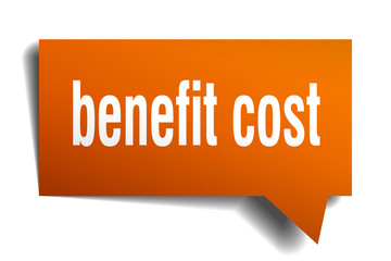 benefit cost orange 3d speech bubble