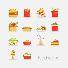 Colorful fast food icons