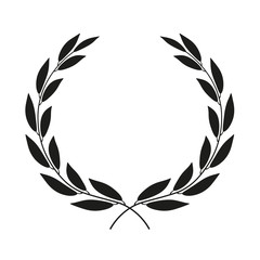 Laurel wreath placed on white background. Vector icon illustration.