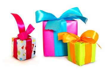 Gift boxes with ribbon and bow