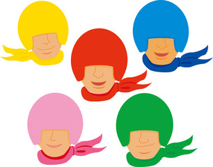 ヒーロー戦隊顔５人　顔