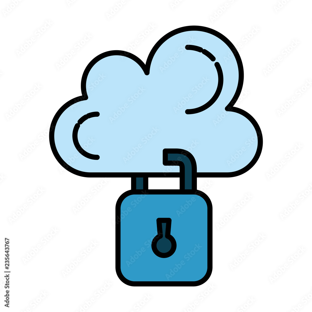 Wall mural cloud computing server with padlock