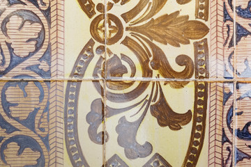 Fototapeta na wymiar Great for textures Andalusia style wall Azulejos tiles background