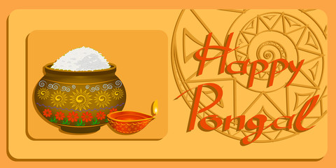 Happy Pongal Harvest Festival in India Vector EPS