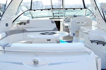 luxury yacht interior cockpit dashboard and table